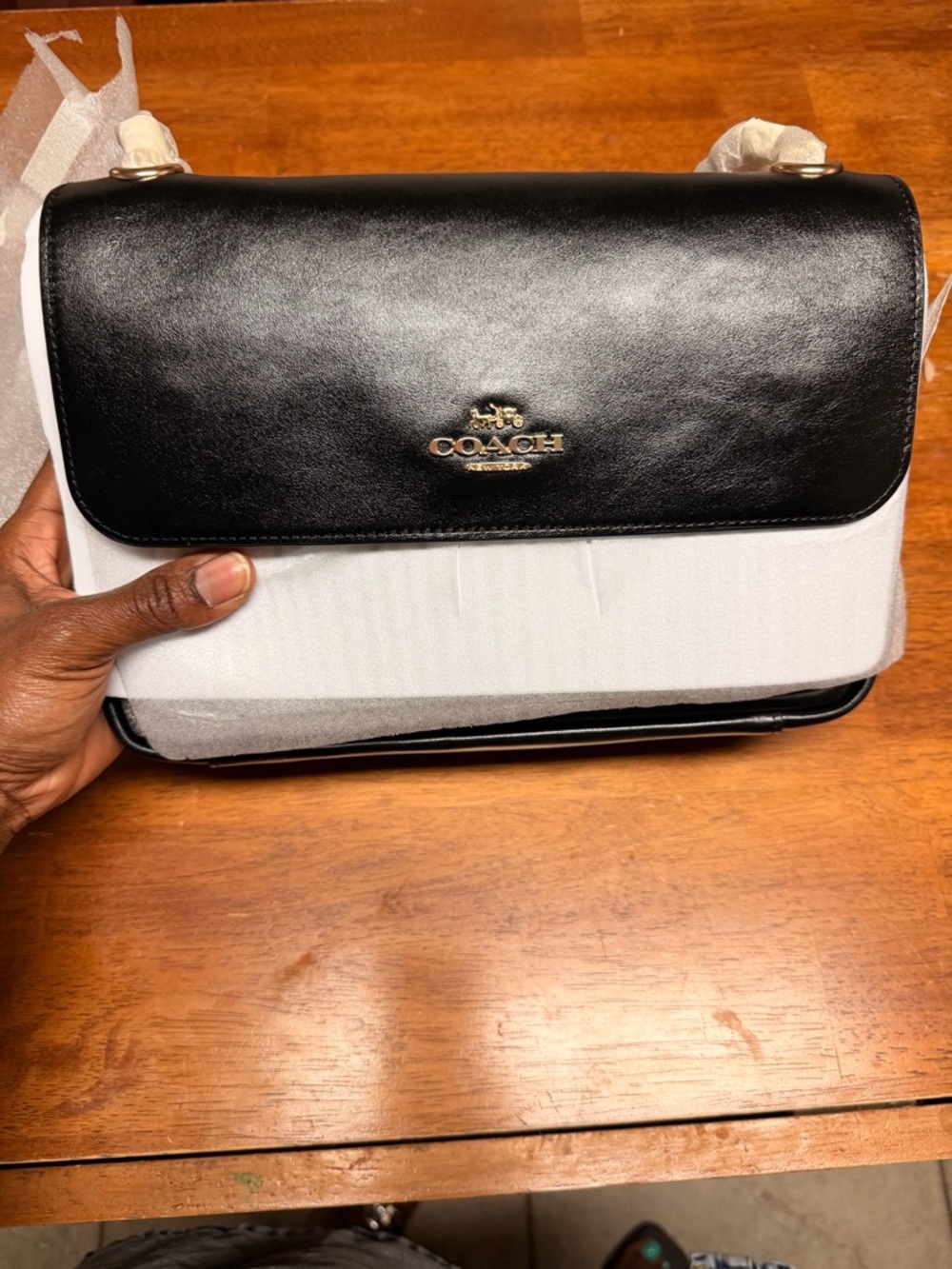 Coach Two-Tone Black and White Leather Crossbody Bag